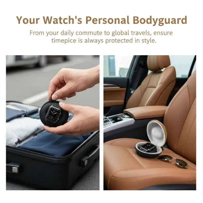 1Pcs Portable Single Watch Travel Case Shockproof Impact Resistant Storage Box for Personal Watch Security During Activities