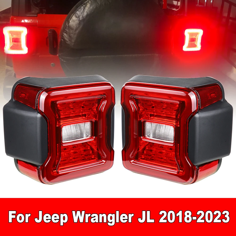 LED Tail Lights for Jeep Wrangler JL 2018-2023 - Brake/Reverse/Daytime Running/Turn Signal Functions