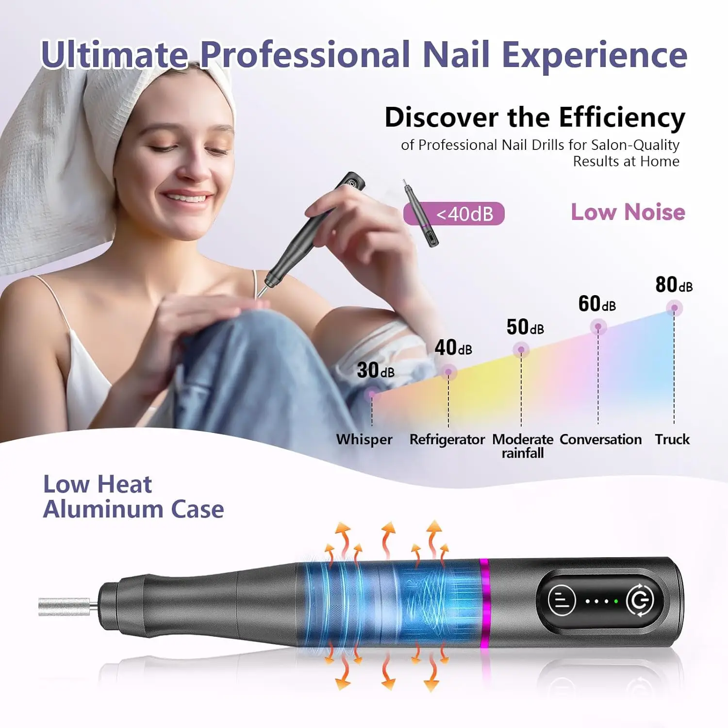 

Беспроводная перезаряжаемая электрическая пилка для ногтей 500 мАч, 3 скорости, профессиональная, с низким уровнем шума, портативная, для акриловых и гелевых ногтей