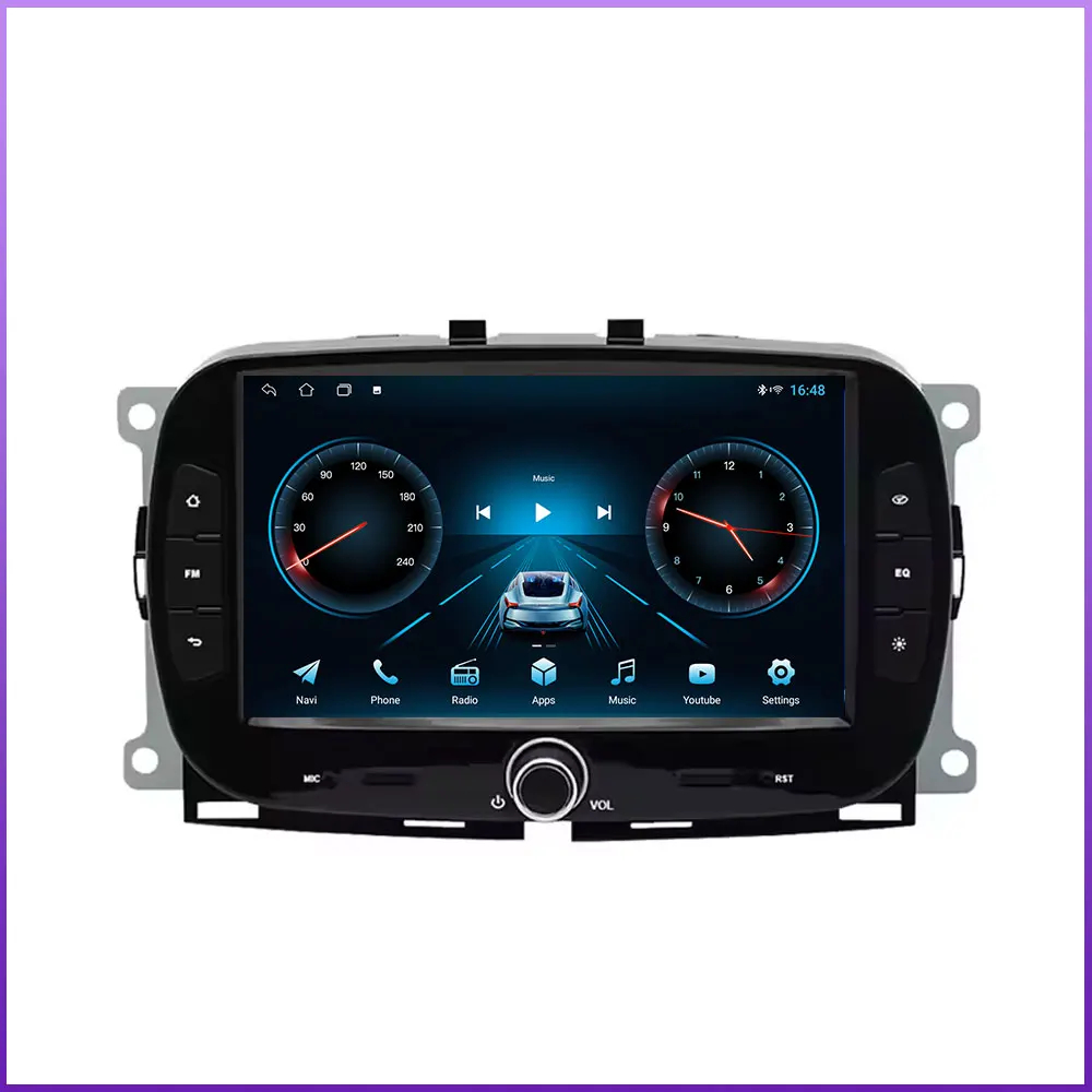 Carplay Android 16 Auto autoradio voor Fiat 500 2016-2019 multimediaspeler met BT stereo, GPS navigatie en FM - afbeelding 2