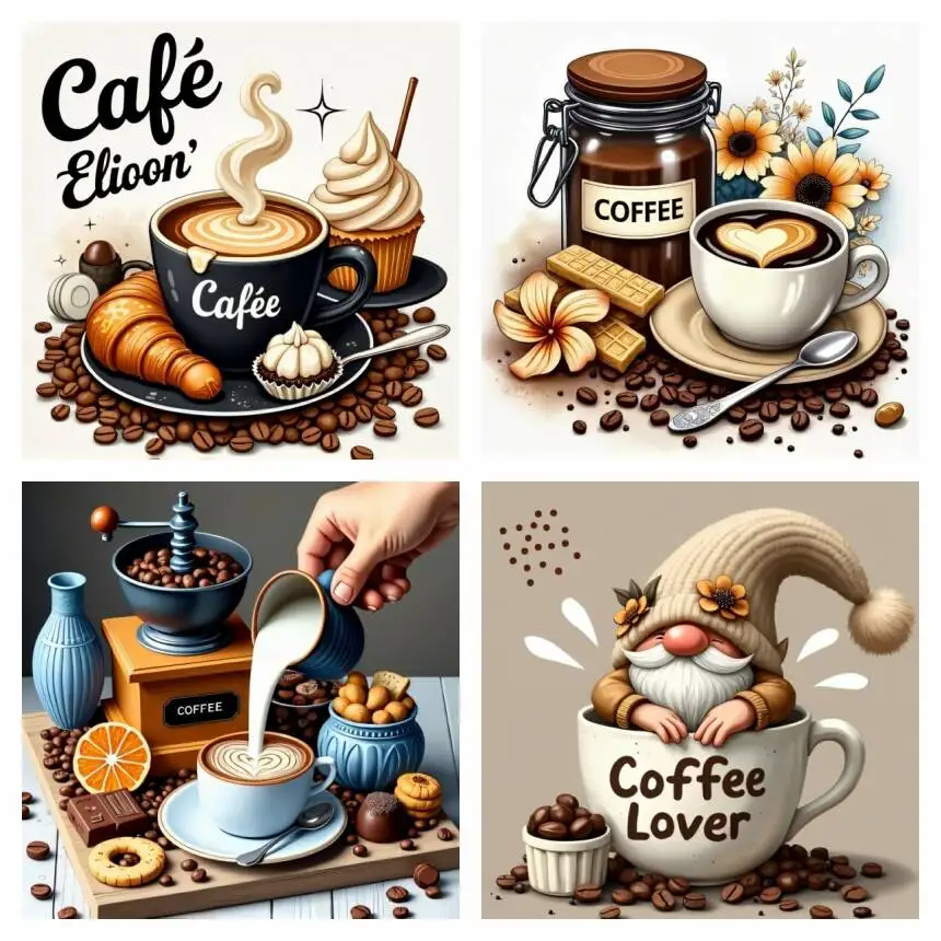 AZQSD 5D Diamond Painting Coffee Cup Landscape Full Square Round Drill Diamond Mosaic New Collection Wall Decoration