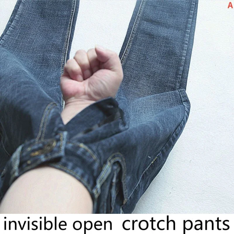 Outdoor Take-off Men's Invisible Full Zipper Open Crotch Jeans Convenient for Dating Men Jeans  Pants Invisible Zipper Men