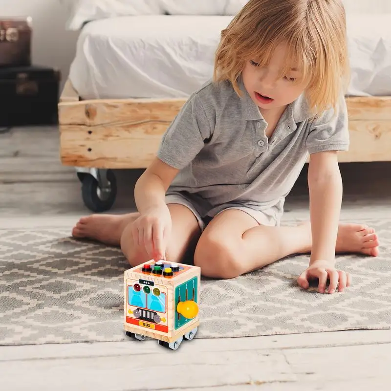 

Sensory Toys Busy Cube Bus Design Activity Busy Box Interactive Travel Toys For Fine Motor Skill Development Educational