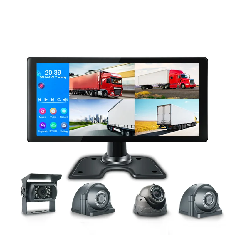 

10.36 Inch Touch Screen Car 4CH Parking System Front Side Rear View Infrared Camera Car Bus Truck DVR Set