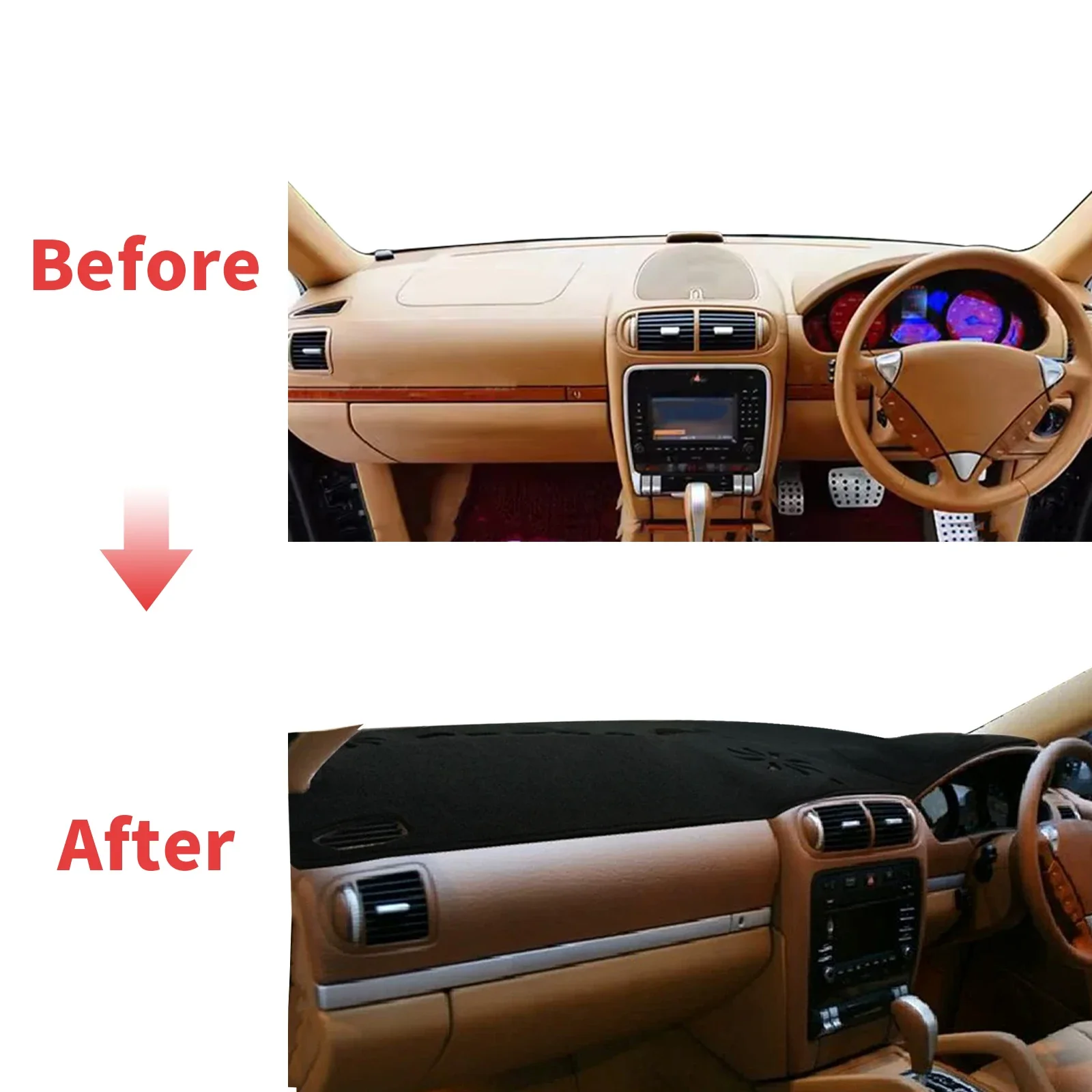 for Porsche Cayenne 2003-2010 E1 9PA First Generation Dashboard Cover Dashmat Sunshade Anti‑UV Anti‑Glare Dash Mat Accessories
