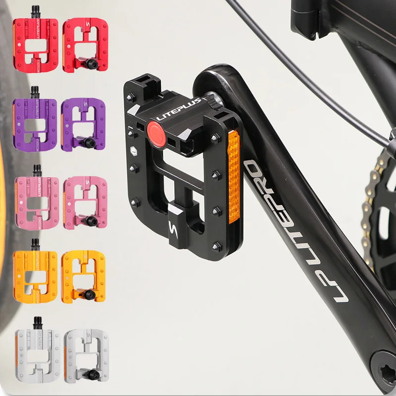 

LITEPLUS folding bicycle pedals For Brompton Aluminum Foldable bicycle pedals lightweight Anti slip Black Red Silver Gold pedal