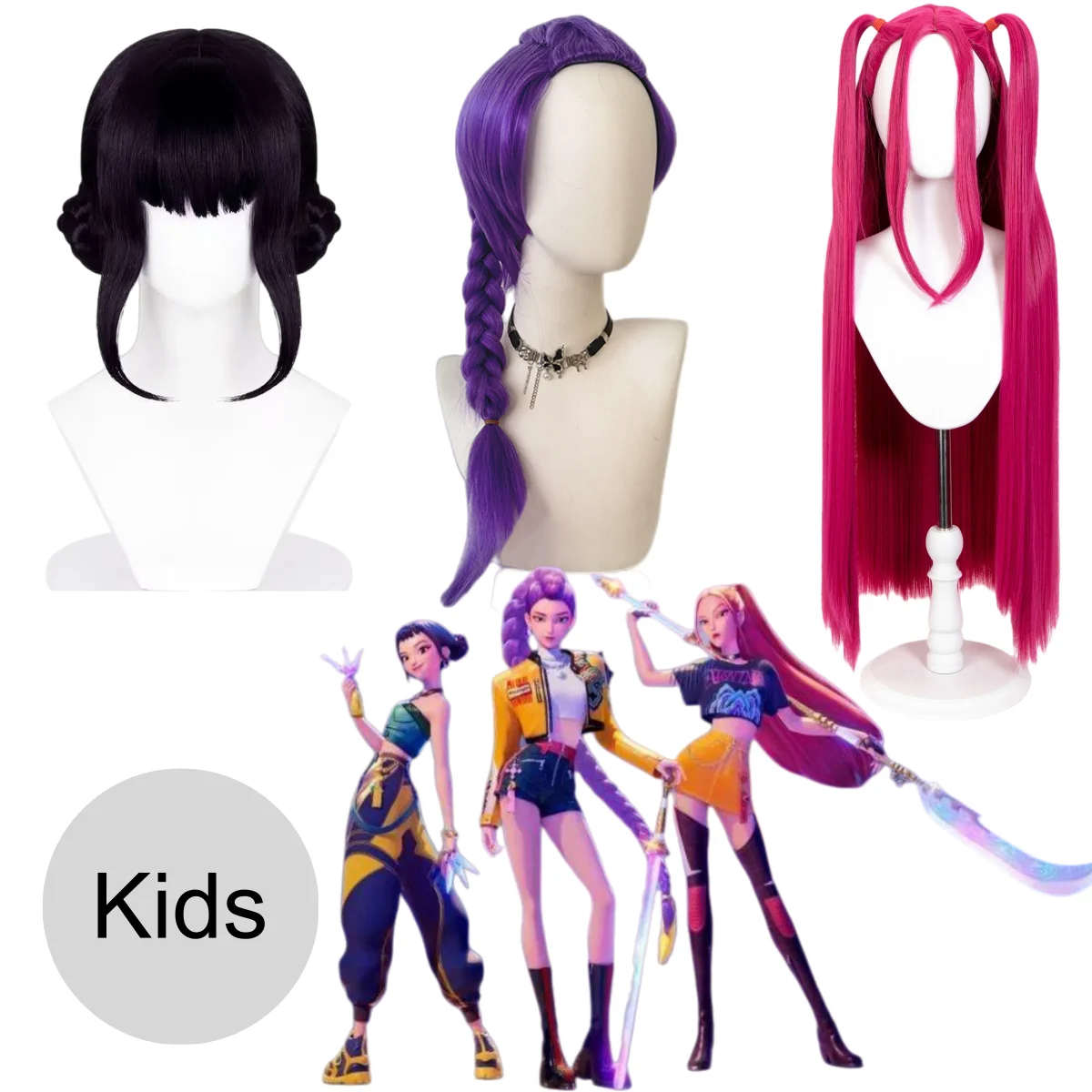 Parrucche Rumi per bambini Film KPop Demon Hunter Zoe Parrucca Cosplay Mira Parrucche lunghe rosse Bambina per bambini Puntelli per spettacoli per feste di Halloween