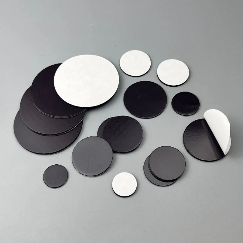 Adhesive Magnetic Sheets Square/Round Rubber Flexible Magnetic Stickers DIY Fridge Magnet Adhesive Backing Sticky 20mm~40mm