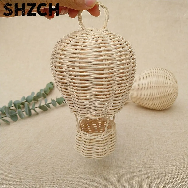 Handmade Rattan Hot Air Balloon Wall Hanging for Baby Room Decor Photography Prop