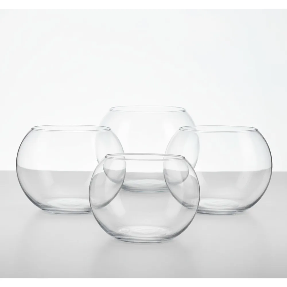 مجموعة مزهرية زجاجية شفافة (6 قطع) - زارع تررم دائري لقطع مركزية لحفلات الزفاف، ديكور المنزل، وعاء السمك