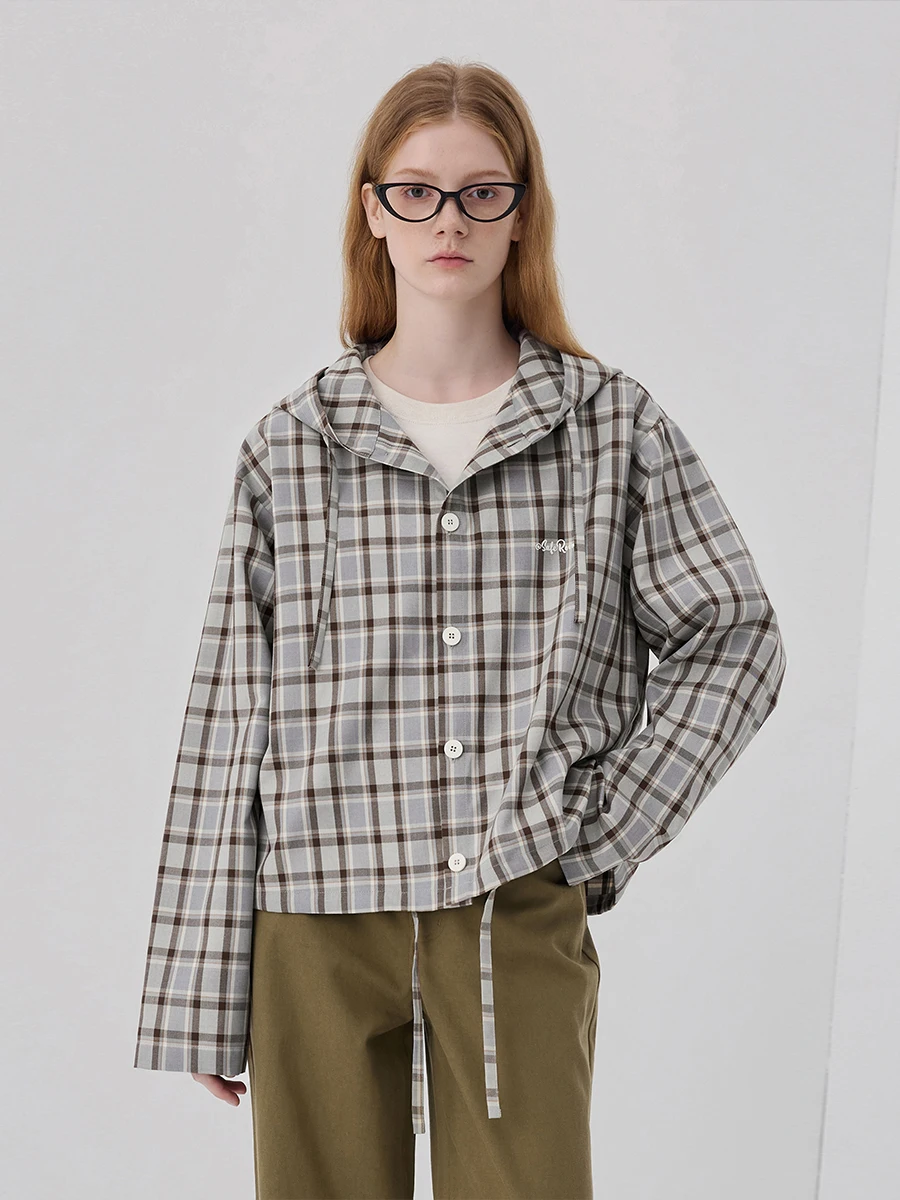 

Женская свободная зимняя куртка SEROOM в стиле ретро с капюшоном, в клетку, из смесового полиэстера, повседневная