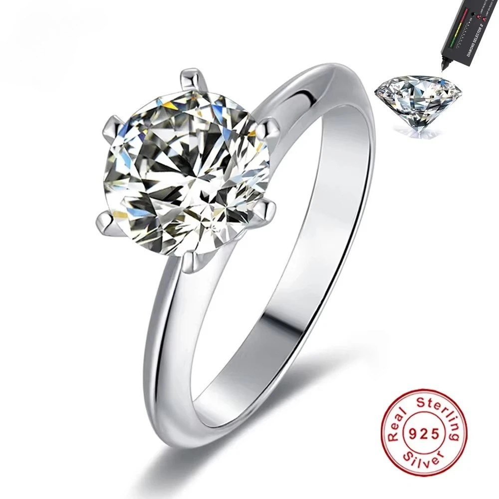 حار جديد فاخر 925 فضة 1-3 قيراط خواتم مويسانيتي حقيقية بالجملة