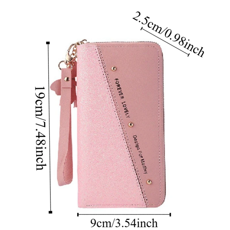 Einfache PU Leder Frauen Lange Geldbörse Glänzende Quaste Anhänger Frau Kupplung Brieftasche Multi-karte Slot Koreanischen Stil Platz Karte tasche Im Freien