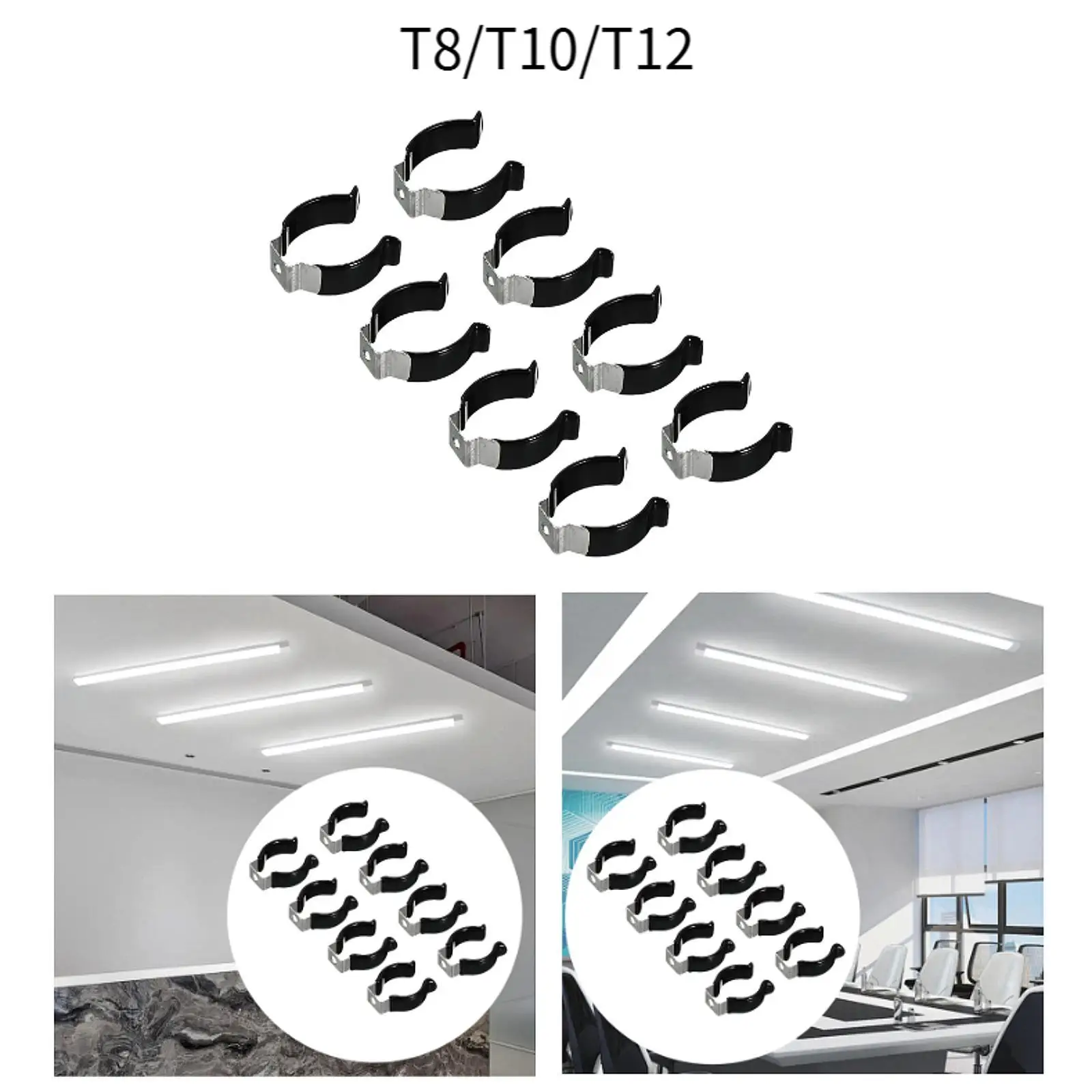 8x Clips Holder Bracket Lamp Support Pipe Clamps Prevent Sagging Versatile Convenient Compact Easy to Install Stainless Steel