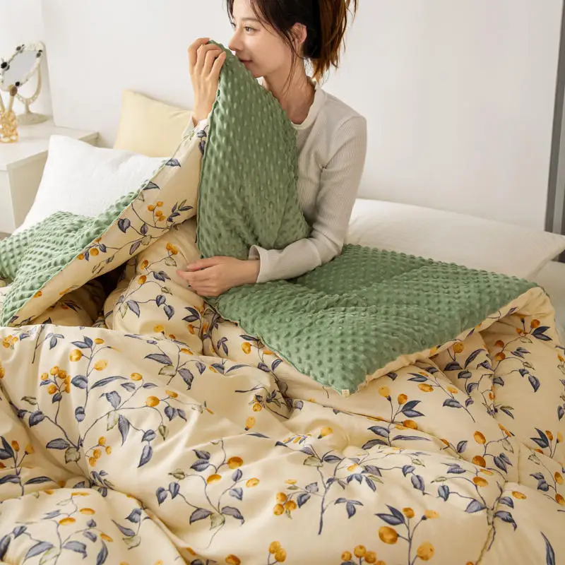 Class A maternal and infant grade bean fleece quilt quilts thickened quilt core spring and autumn bedding dormitory students