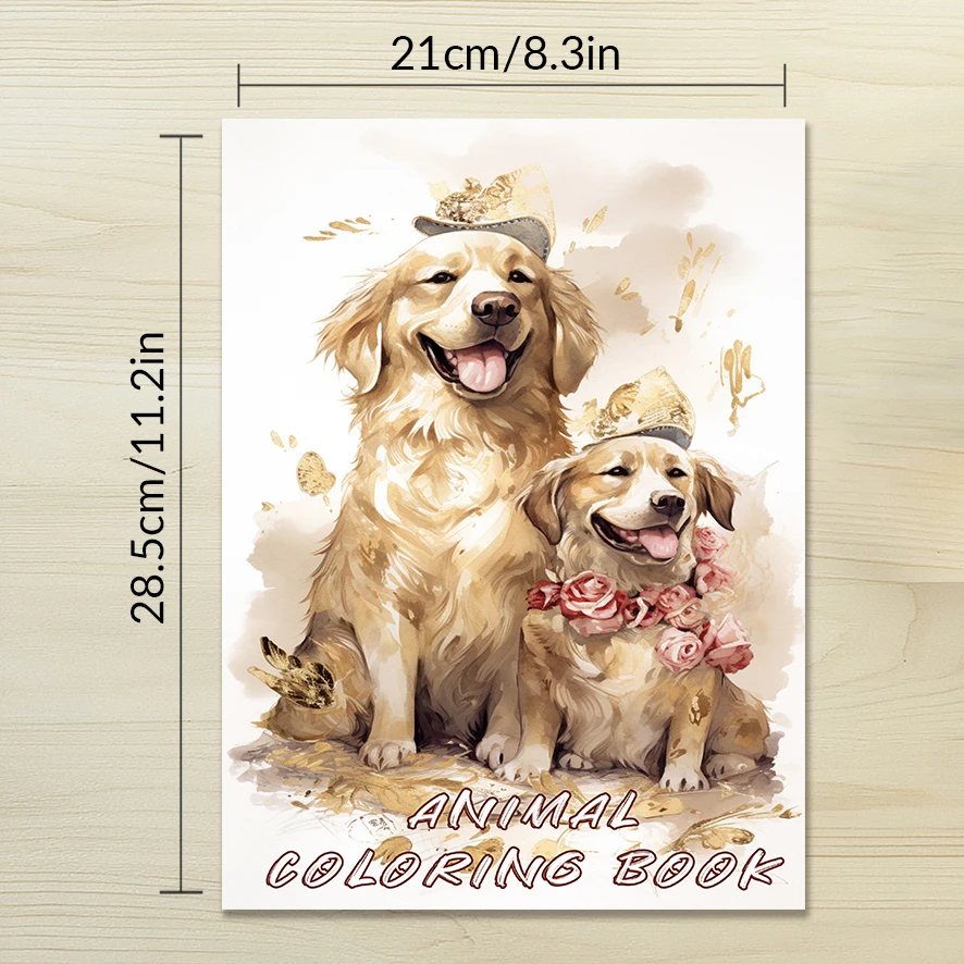 Adult Coloring Book - 8.3x 11.2 Inch 32 Page Canine Coloring Book - Helps Reduce Stress and Ease Emotions