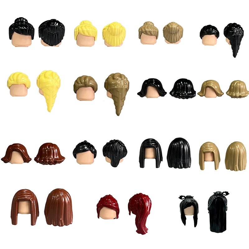 

City Hero Figures Hairstyles Human Head Body Parts Building Blocks Man Woman Girl Boy Head Hair DIY Accessories Bricks Kids Toys
