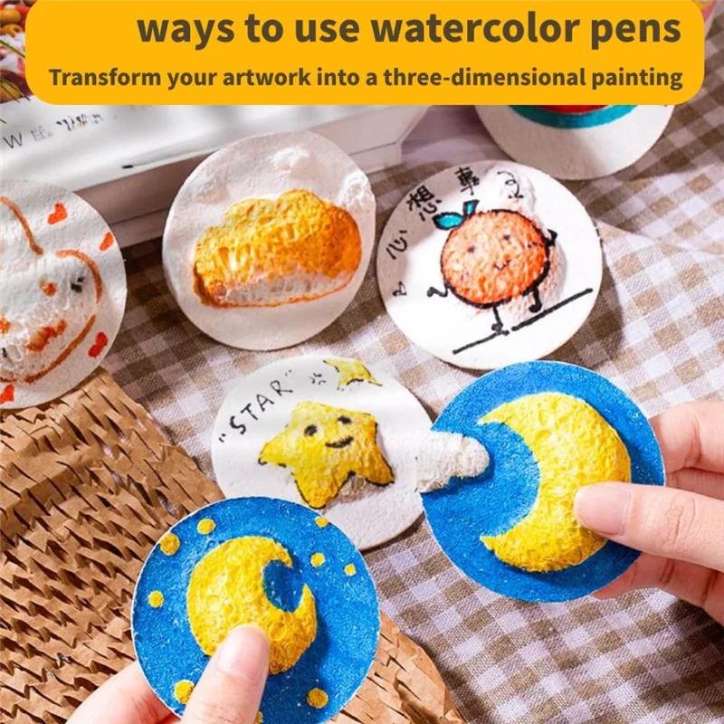 ABNO-Magic Puffy Paint,3D Drawing Magic Canvas Sponge,Foam Texture Painting Kit,Puffy Popcorn Drawing Texture Painting Kit