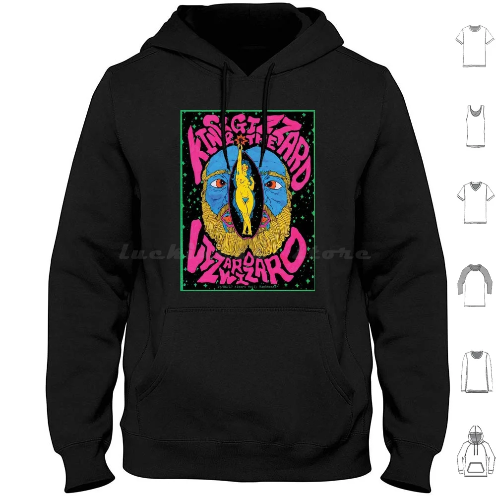 King Gizzard And The Lizard Wizard Tour Hoodies Long Sleeve Music Band Psychedelic Band Concert Tour Psychedelic