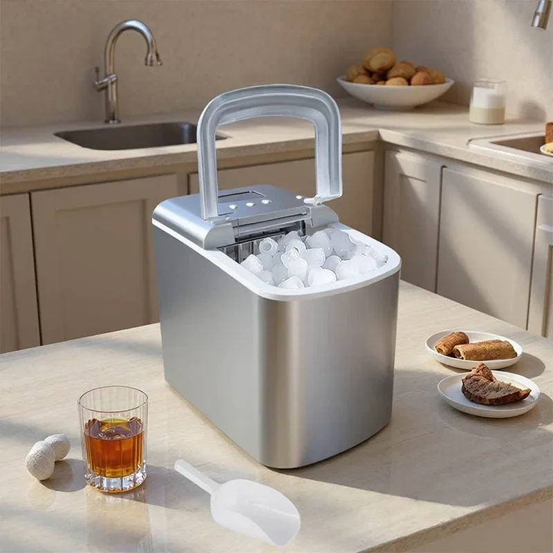 Portable Electric Countertop Ice Maker, 500G/H, Self-Cleaning, 600G Ice Capacity, Available in Two Sizes—Ideal for Home Kitchens