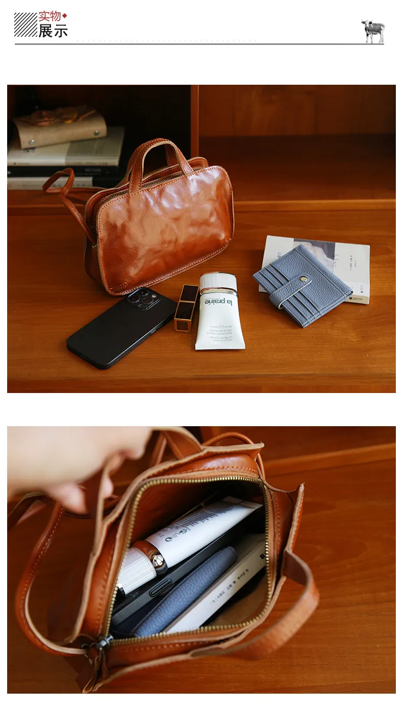 PNDME einfache, handgefertigte Vintage-Umhängetasche aus Rindsleder, kleine Damen-Schultertasche, lässige, luxuriöse Damen-Umhängetasche aus echtem Leder – Detail 3