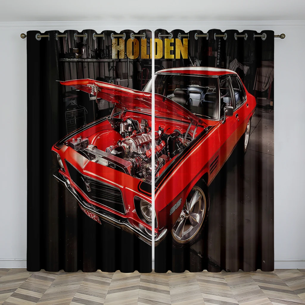 2 panel Modern Style Racing Truck Print Curtains for Boys Bedroom Living Room Floor-to-ceiling Window Kitchen Small Window Drape