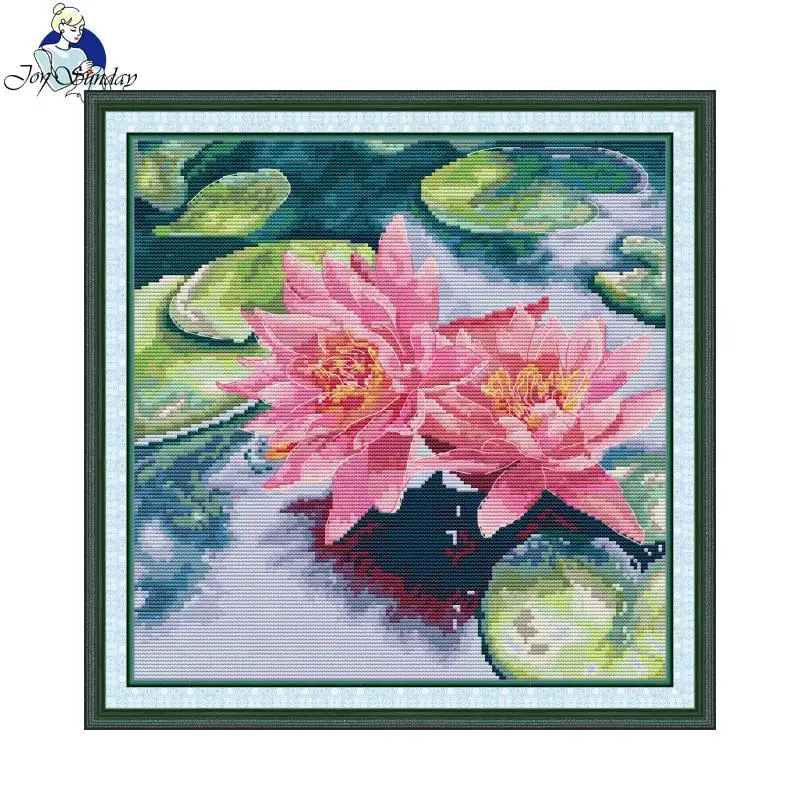 Cross Stitch Kit Joy Sunday Water Lily HD Pattern Printed Counted Fabric Aida 16CT 14CT 11CT DIY Embroidery Kit Home Decor New