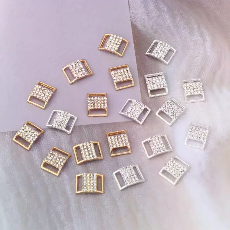 10Pcs 10*15MM Rhinestone Bikini Connector Buckle Alloy Chain Swimwear Decorative Rhinestone Buckle DIY Jewelry Accessories