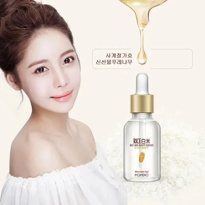 

White Rice Face Essence Shrink Pore Whitening Essence Anti Aging Wrinkle Brightening Skin Firming Moisturizing Care Essence