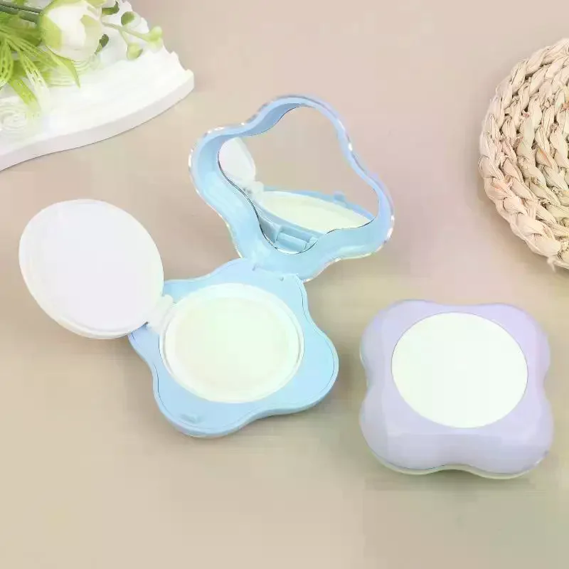 Caja DIY de base con cojín de aire, Mini caja vacía bonita para esponjas, espejo portátil para crema Bb, estuche de maquillaje cosmético, contenedor con esponja
