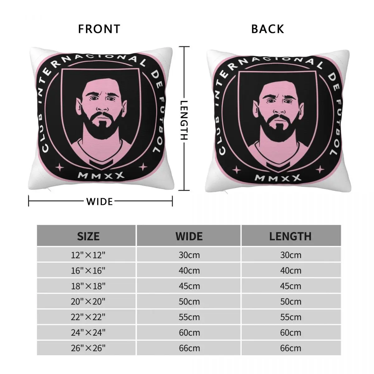 Messi ,Inter Miami Square Pillowcase Pillow Cover Polyester Cushion Decor Comfort Throw Pillow for Home Sofa