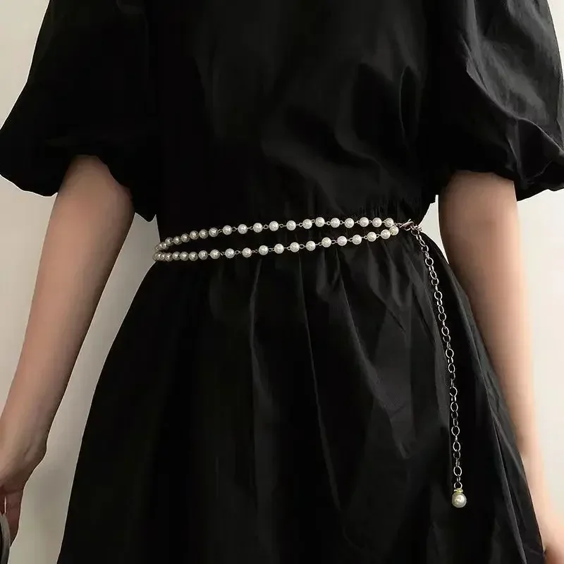 

Summer Clothes Accessories Tassel Imitation Pearl Belt for Women Vintage Pattern Belly Dance Waist Chain Dress Accessories