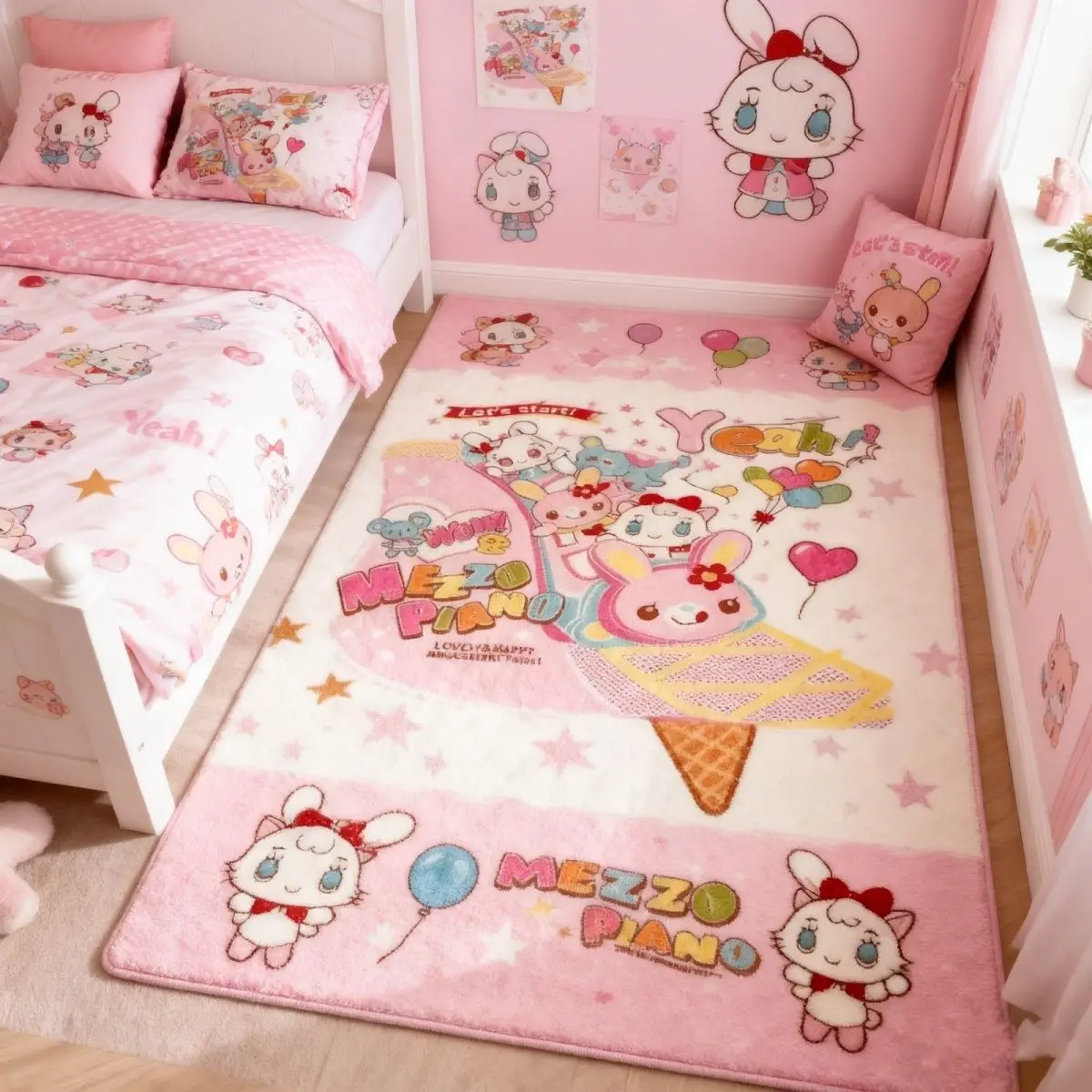 Japanese Cartoon Mp Cute Bedside Carpet Floor Mat Plush Stain-resistant Cushion Sofa Coffee Table Carpets for Living Room