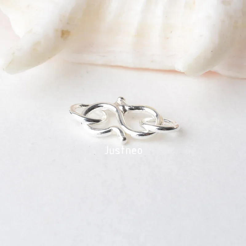Solid 925 Sterling Silver S-shaped Clasp Hook with Closed Jump Ring, for Necklace / Bracelet Jewelry diy Components