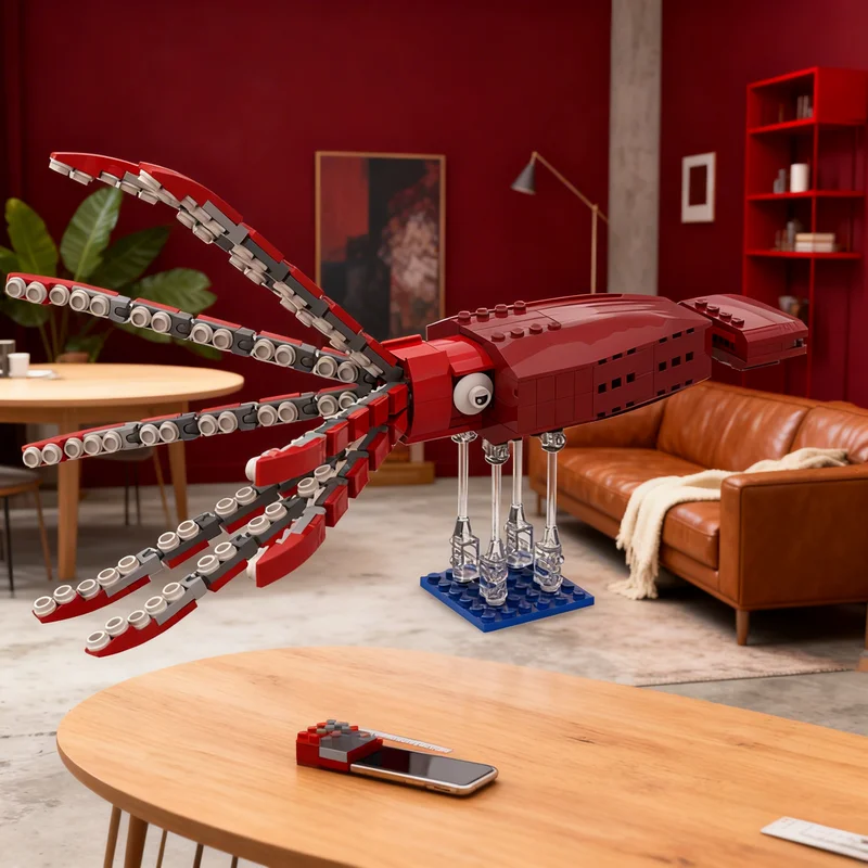 

300 деталей MOC: Гигантский кальмар, модель городского порта, конструктор, креативный подарок, декор для демонстрации, сборная модель премиум-класса для взрослых и детей, для дома и офиса