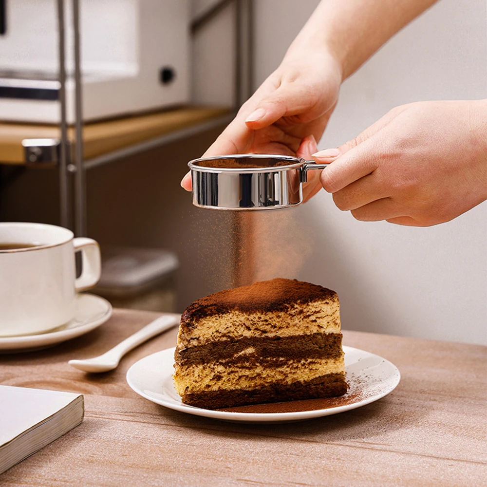 Sieve Fine Mesh Flour Sifter Sugar Cocoa Matcha Powder Flour Colander Hand-held Stainless Steel Flour Sieve Strainer Sifter