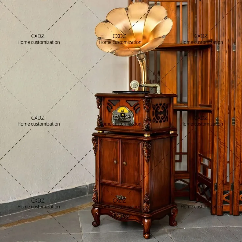 XXVintage living room  vinyl record player, vintage-style phonograph