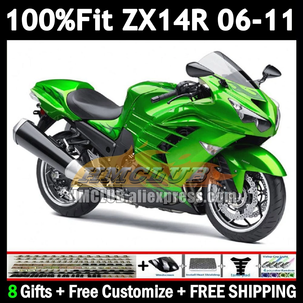 Light Green Injection For KAWASAKI NINJA ZX 14R ZX14R 06 07 08 09 10 11 178No.0 ZX-14R 2006 2007 2008 2009 2010 2011 Fairings