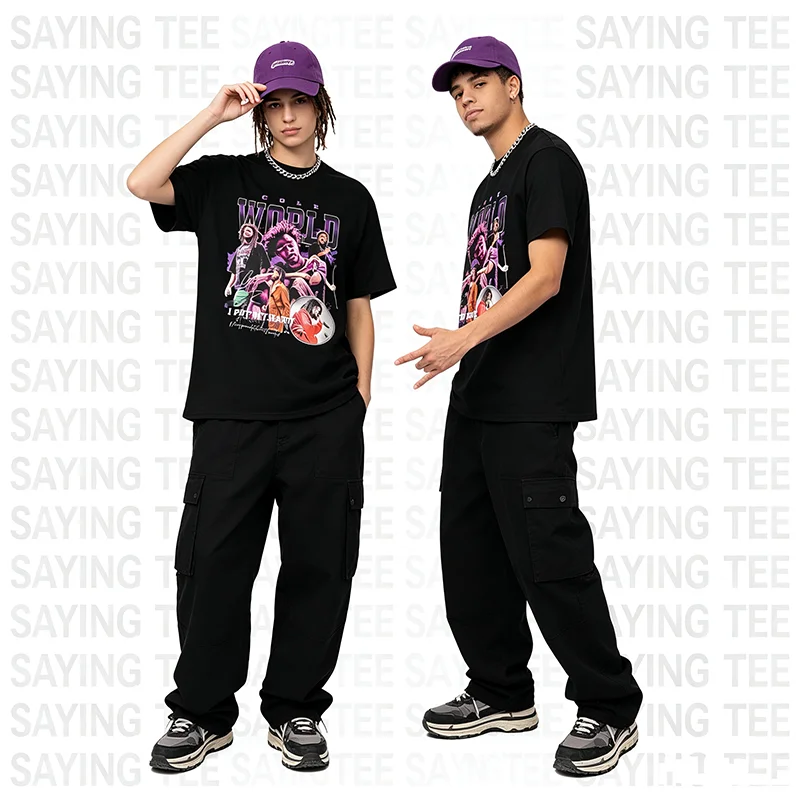 Herren & Damen J-Cole 2026 Musik-Tour Mode Kurzarm-T-Shirt Y2k Streetwear Hip-Hop Grafik-Kleidung Baumwolle Rap Rock Tee – Detail 5