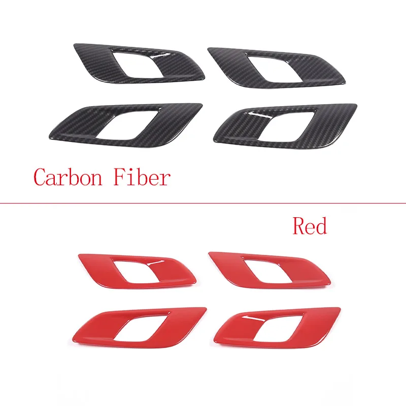 For Ford Ranger Wildtrak 2015-2022 ABS Carbon Fiber/red Car Interior Handle Decorative Frame Sticker Car Interior Accessories