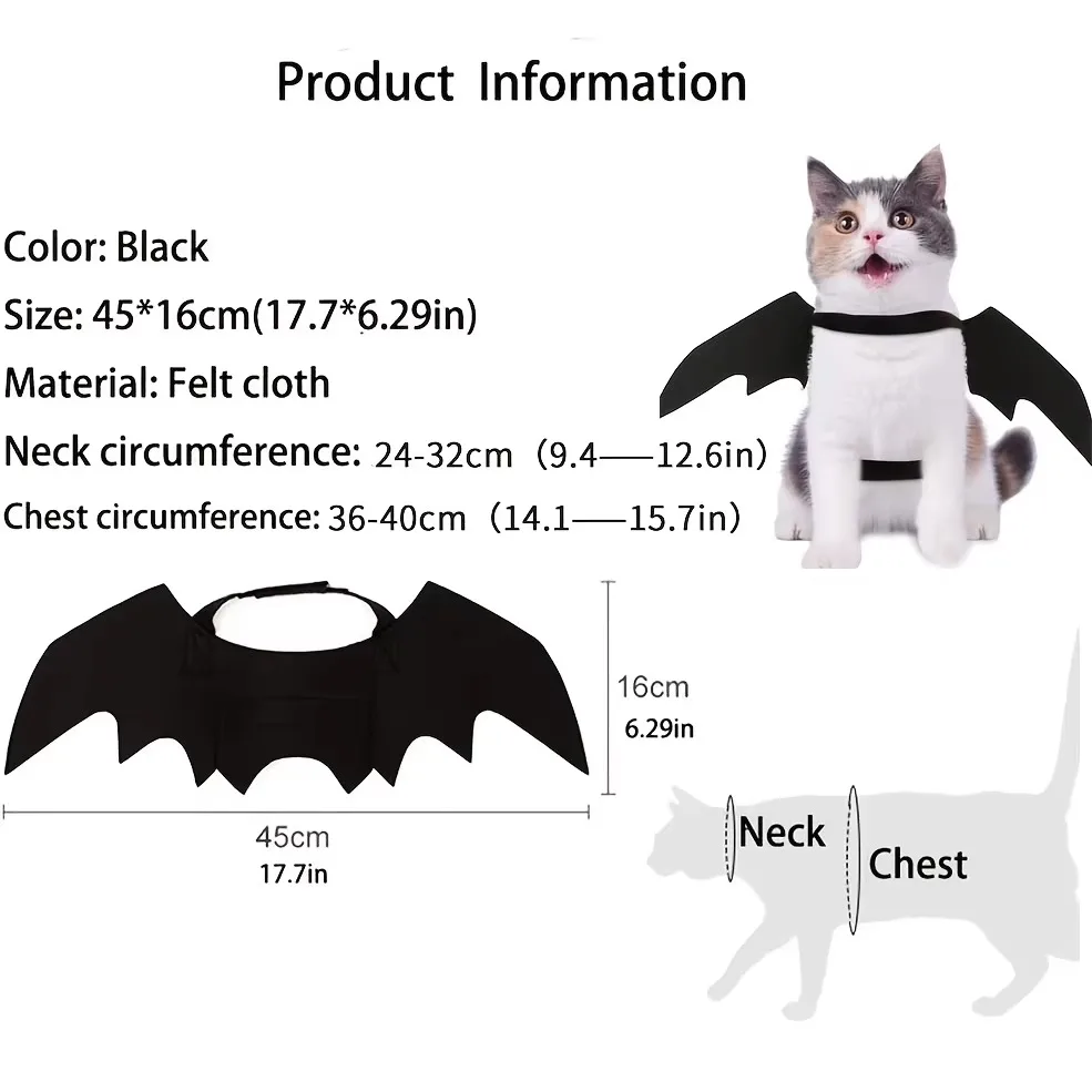 1/3 Stück Katzenflügel Halloween-Kostüme Kleines Hunde-Cosplay-Partykleid für Haustier-Welpen Feiertags-Rollenspiel-Dekor Halsband-Zubehör – Detail 1
