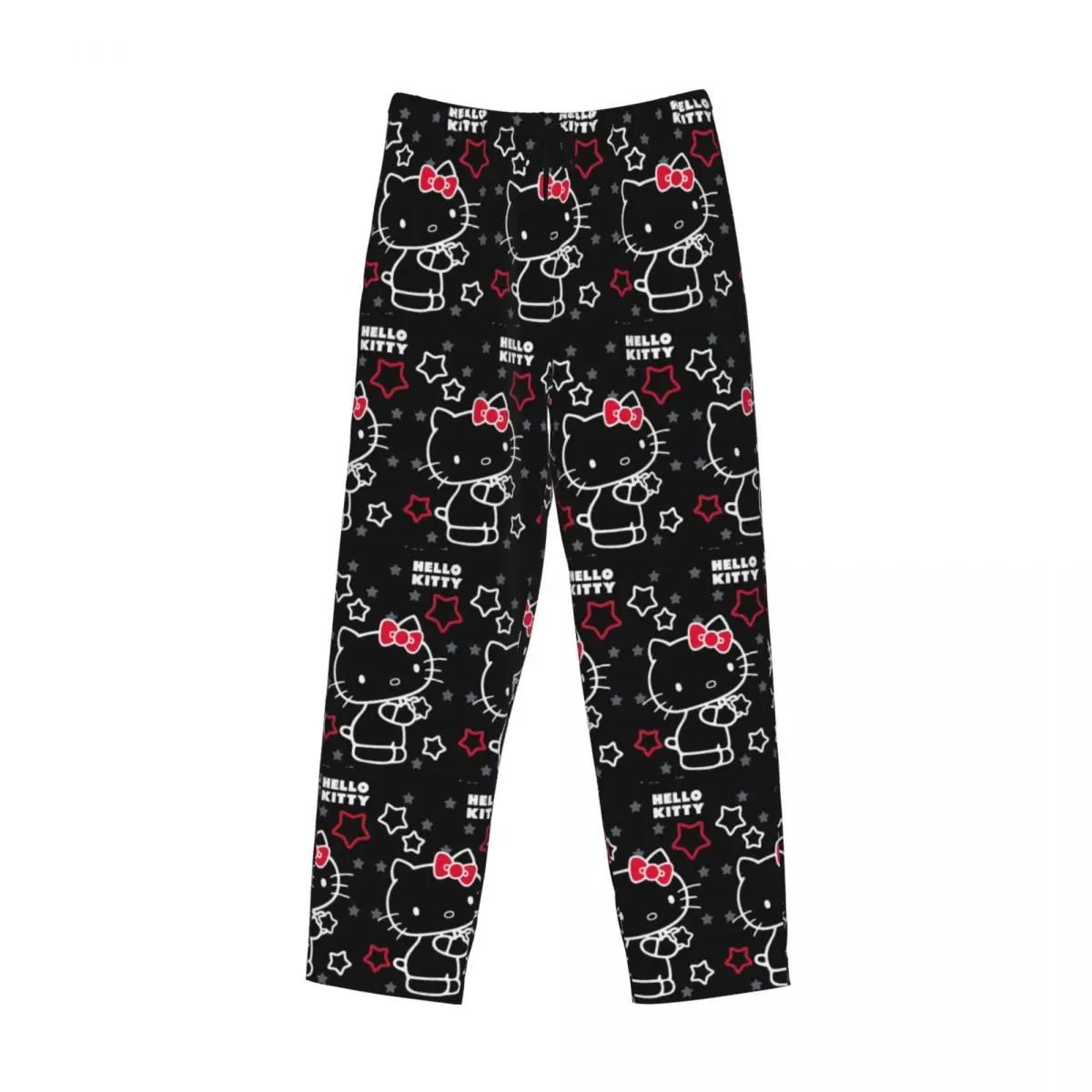 Pantalones de pijama personalizados de Hello Kitty para hombre, ropa de dormir blanca Kitty, pantalones para dormir elásticos con bolsillos