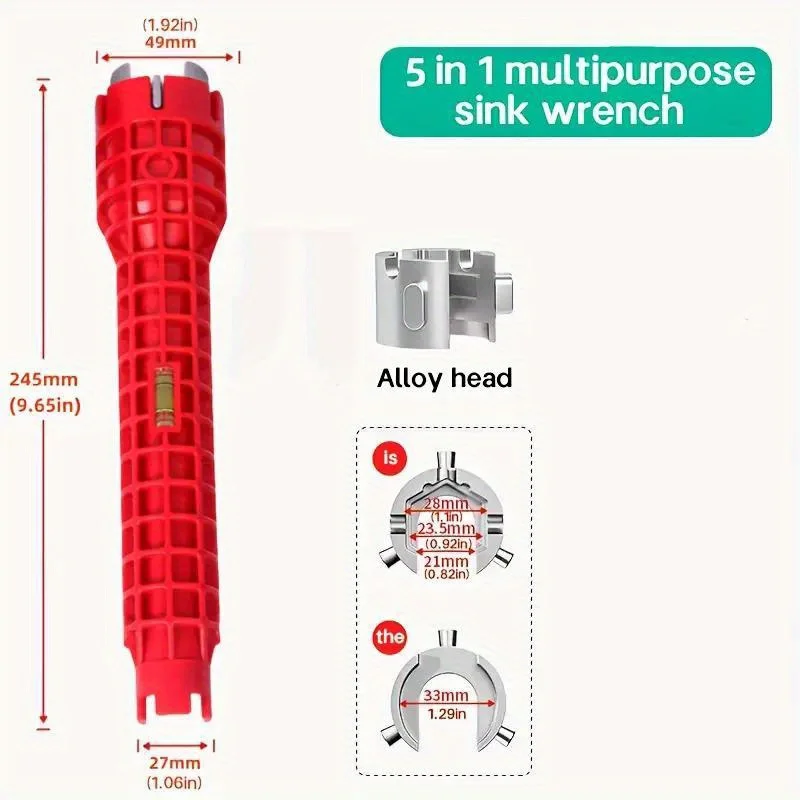 1 szt. Klucz do zlewu do kuchni i restauracji - narzędzie do naprawy instalacji kranu z fajką wodną, idealne do użytku domowego, hotelu i komercyjnego