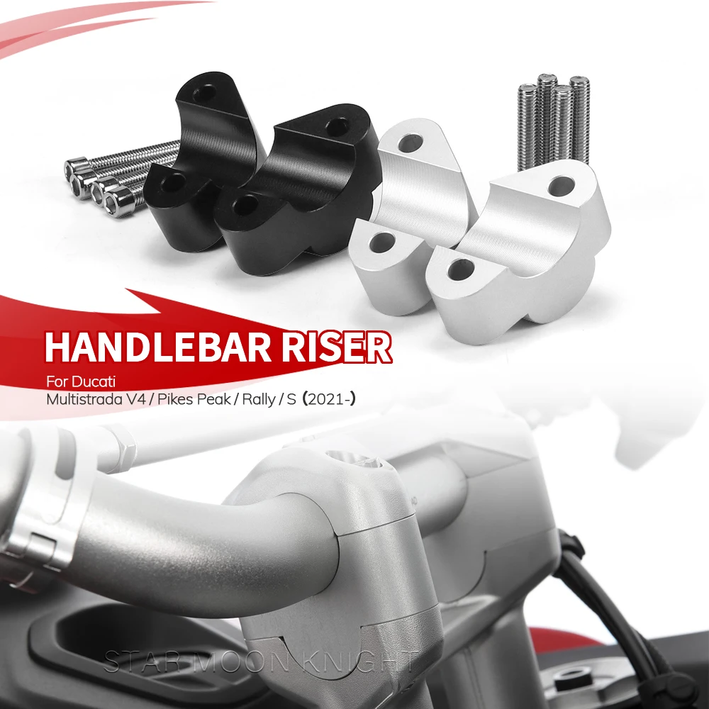 Motorcycle Handlebar Riser For Ducati Multistrada V4 S Rally Pikes Peak 2021- MultistradaV4 Drag Handle Bar Clamp Extend Adapter