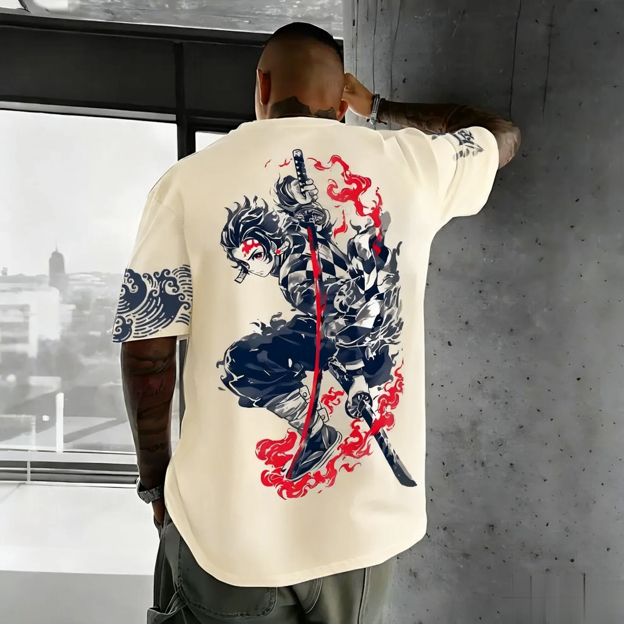 Camiseta con gráfico de Anime Demon Slayer para hombre y mujer, camiseta de manga corta, ropa informal de algodón, Tops informales de verano de gran tamaño, moda Y2k Unisex