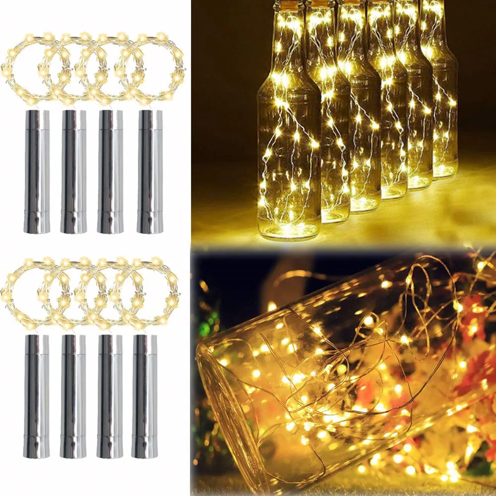 LED Wine Bottle Lights 2M 20 LED Cork Bottle Fairy Lights Copper Wire String Garland for Christmas Holiday Party Wedding Decor