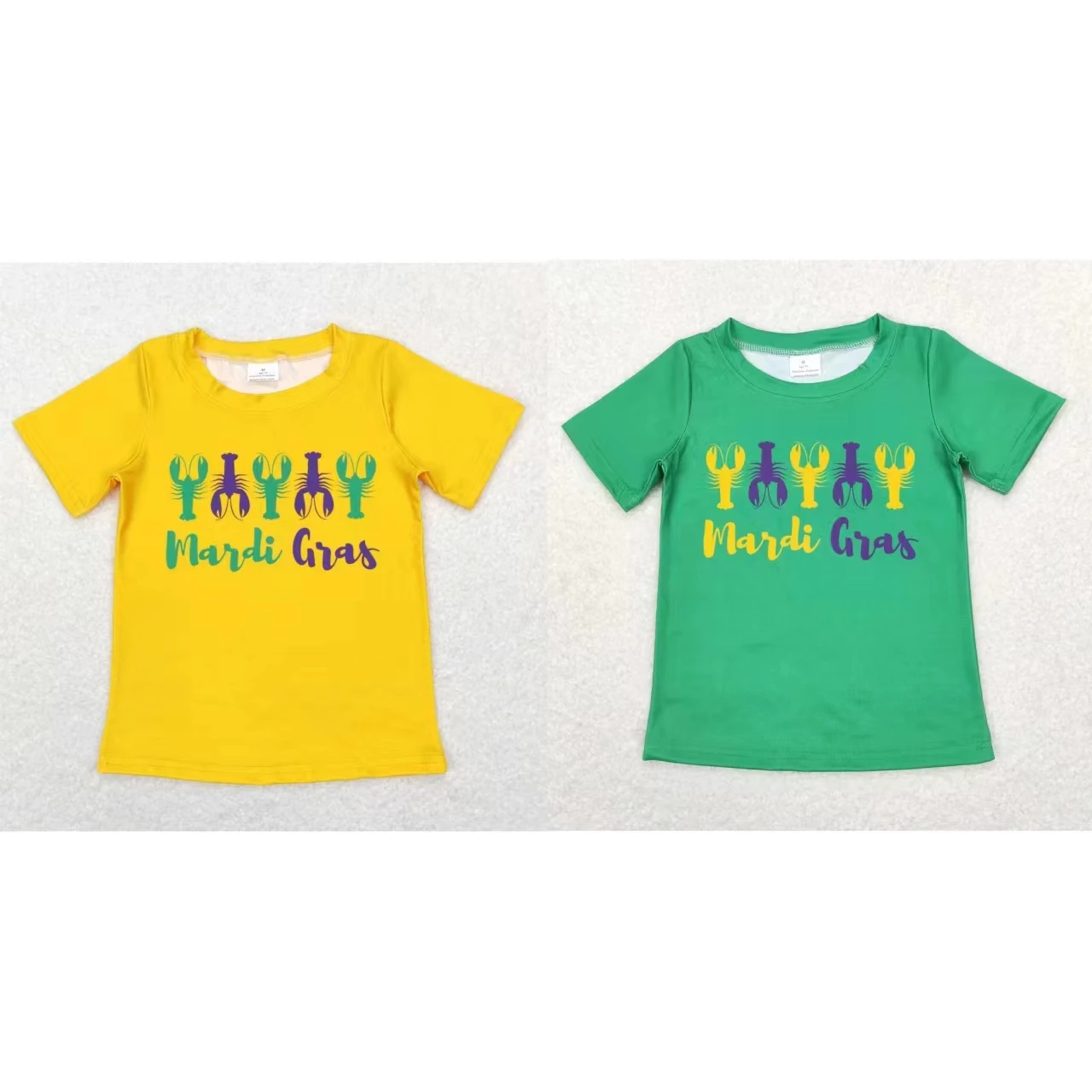 Wholesale Baby Boy Mardi Gras T-shirt Children Kids Short Sleeves Crawfish Shirt Tops Toddler One Piece Clothing