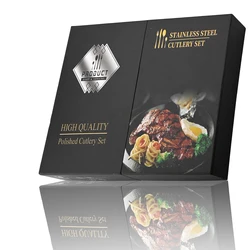Luxury Black Gift Box for 24Pcs Dinnerware Flatware Cutlery Festivals Tableware Packaging Box Hotel Party New Year Decoration