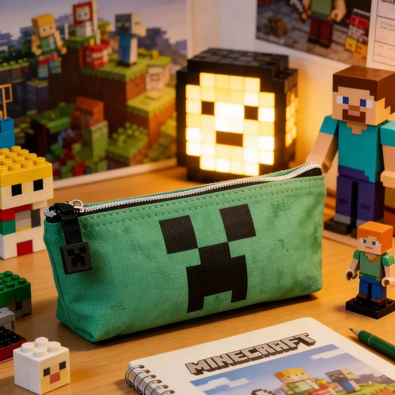 1PC Trousse à crayons Minecraft Creeper, grande capacité, sac à crayons portable, sac de papeterie simple, cadeau d'anniversaire
