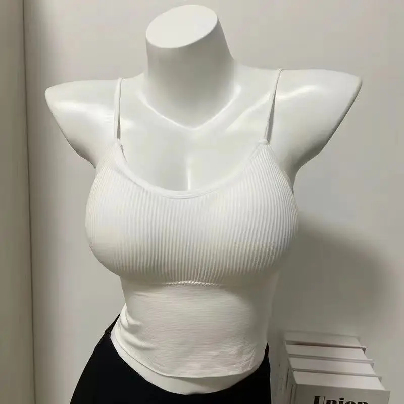 

New Korean Version of Beautiful Back Suspender Vest with Chest Pads to Make Your Chest Look Slimming and Sleeveless Top